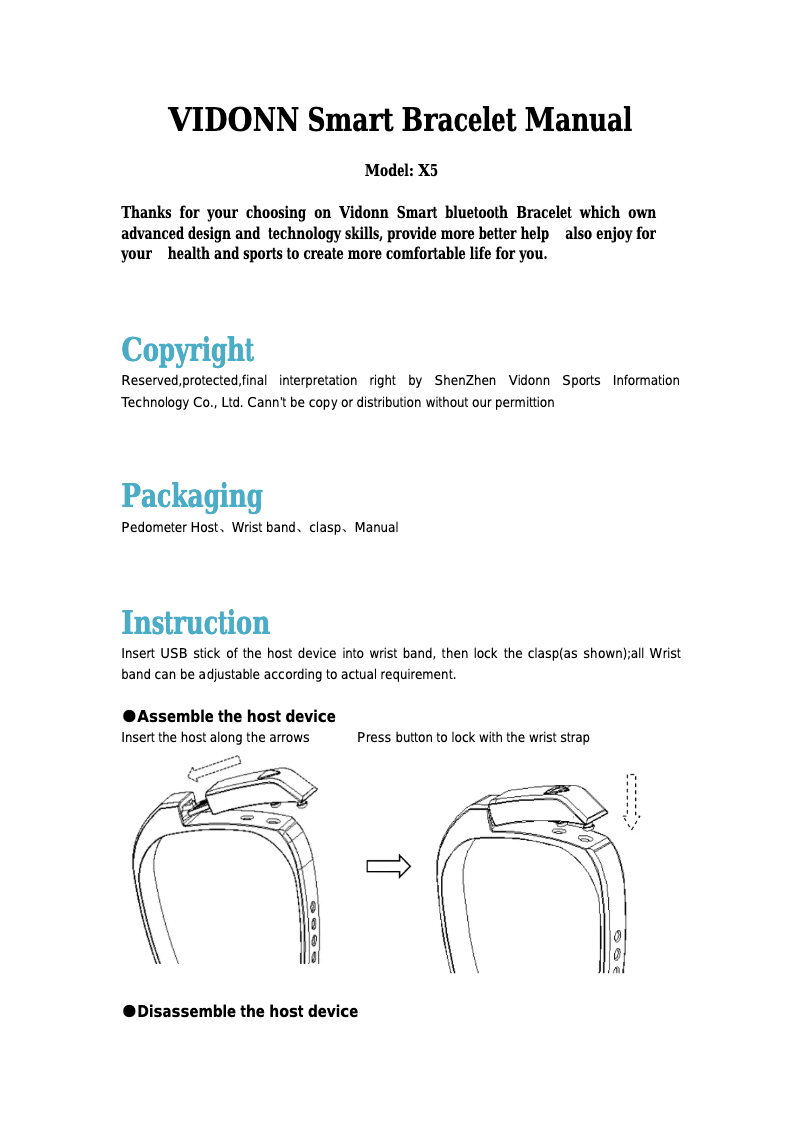 Image de la première page du manuel de l'appareil Smartband X5