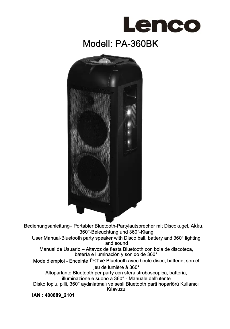 Image de la première page du manuel de l'appareil PA-360