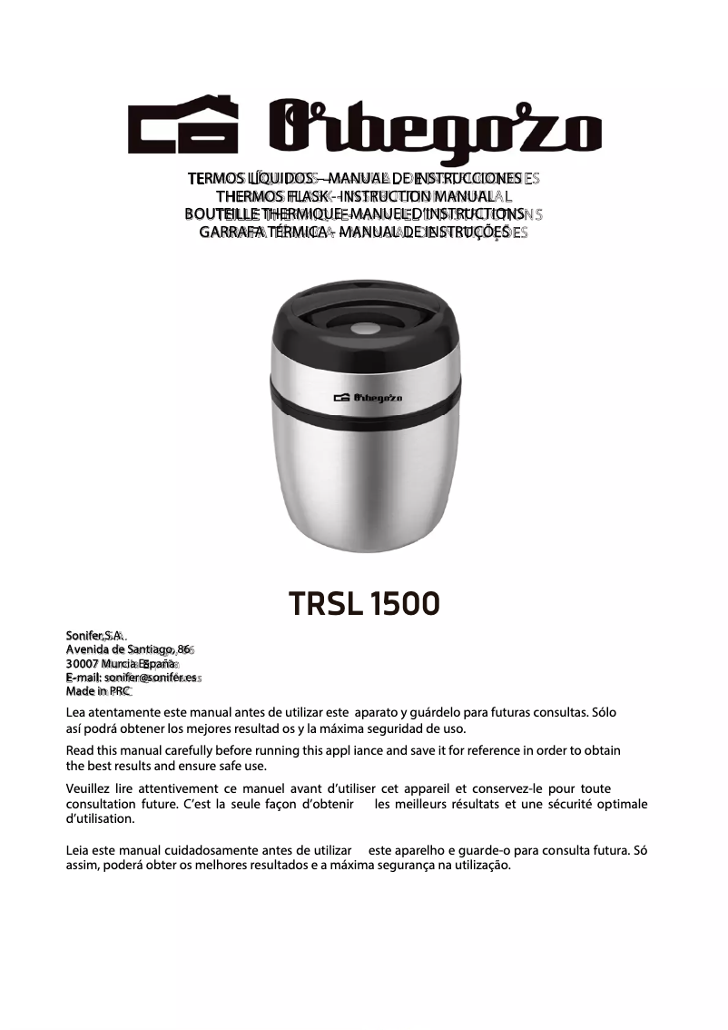 Image de la première page du manuel de l'appareil TRSL 1500