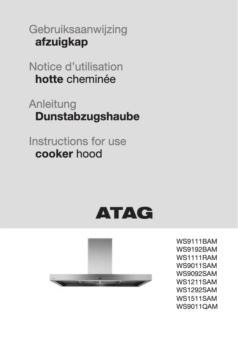 Page n°1 - Manuel utilisateur Atag WS1211SAM