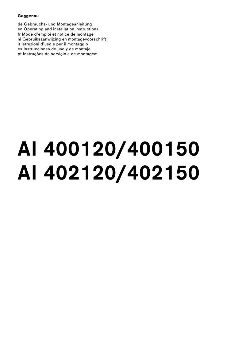 Page 1 of the manual User Manual Gaggenau AI400120