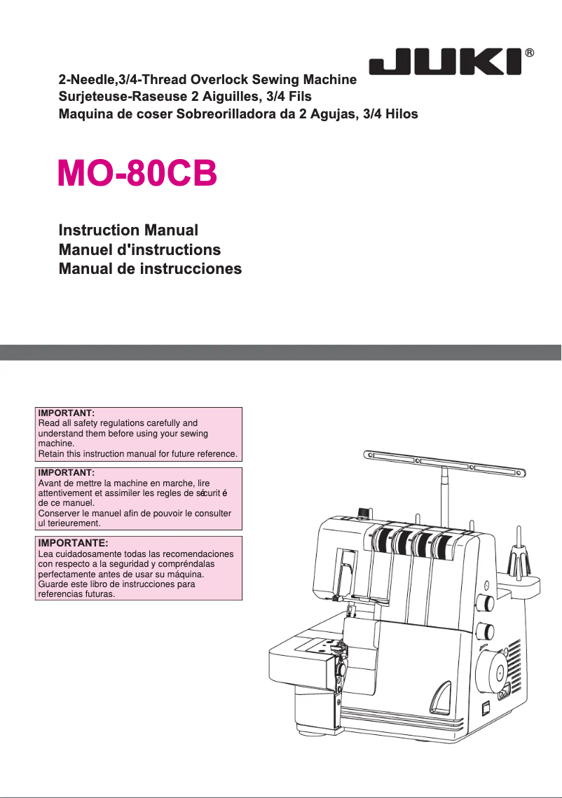 Page 1 de la notice Manuel utilisateur Juki MO-80CB