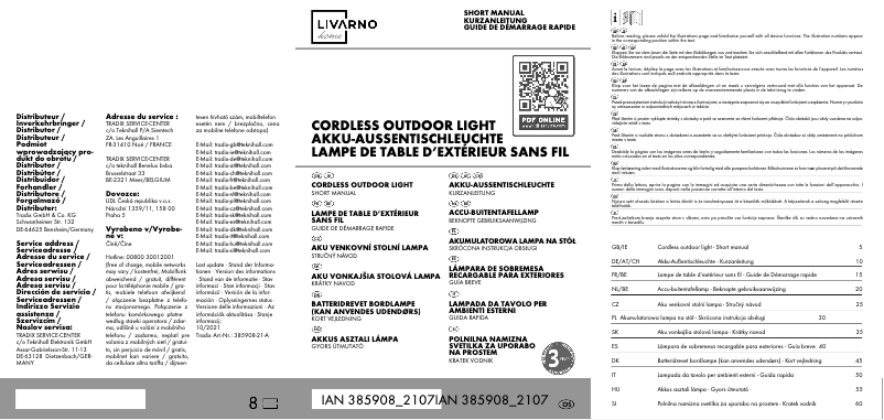 Page 1 de la notice Manuel utilisateur Livarno Lux IAN 385908