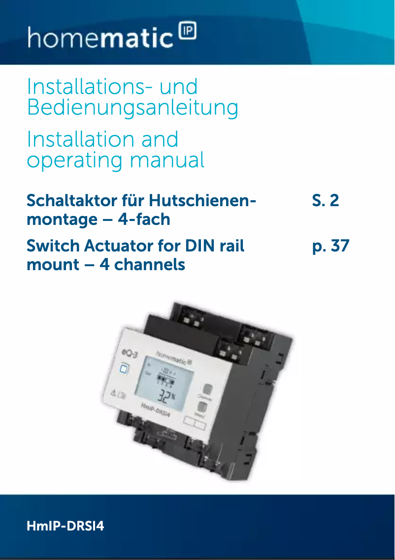 Image de la première page du manuel de l'appareil HmIP-DRSI4