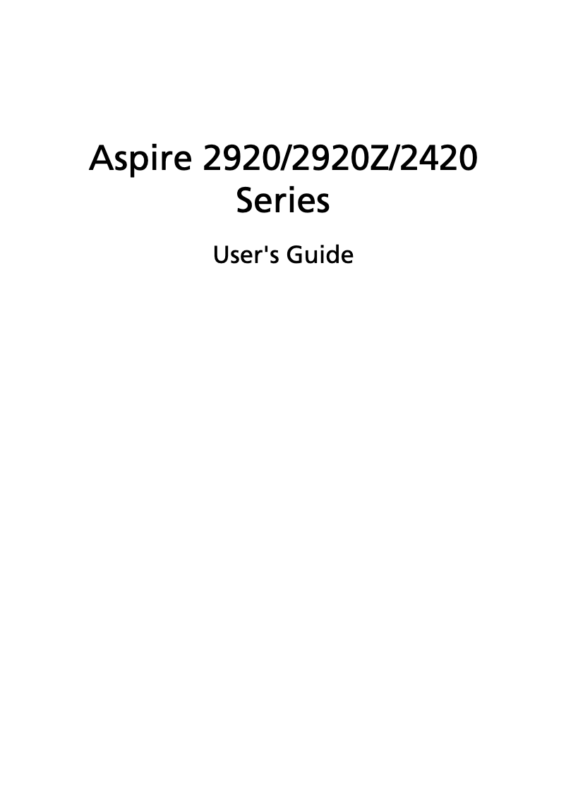 Image de la première page du manuel de l'appareil Aspire 2920Z
