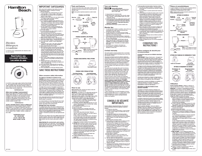 Image de la première page du manuel de l'appareil Smart Pour 50246
