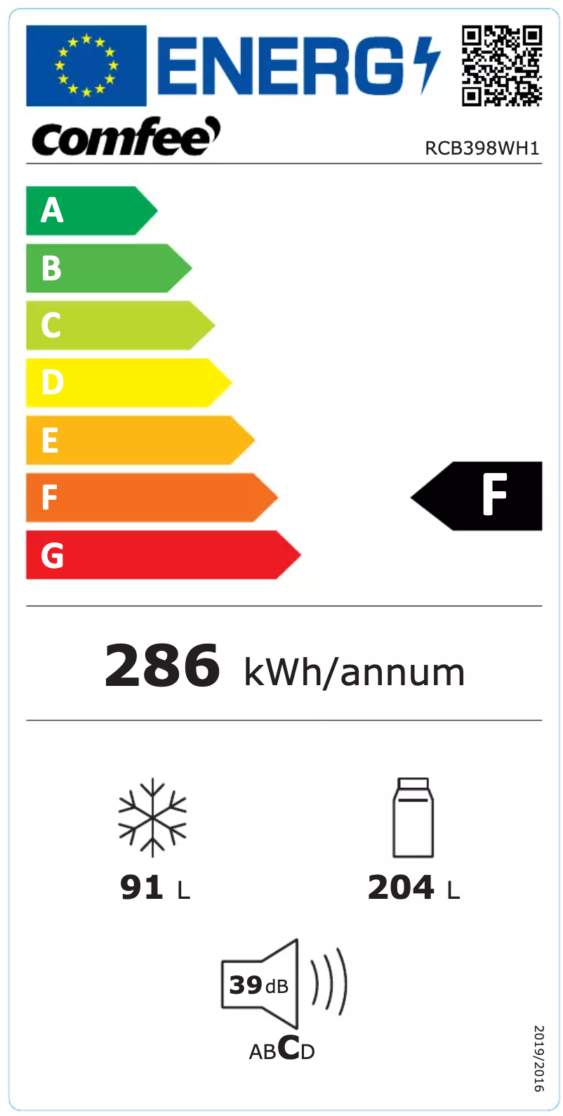 Page 1 de la notice Manuel utilisateur Comfee RCB398WH1