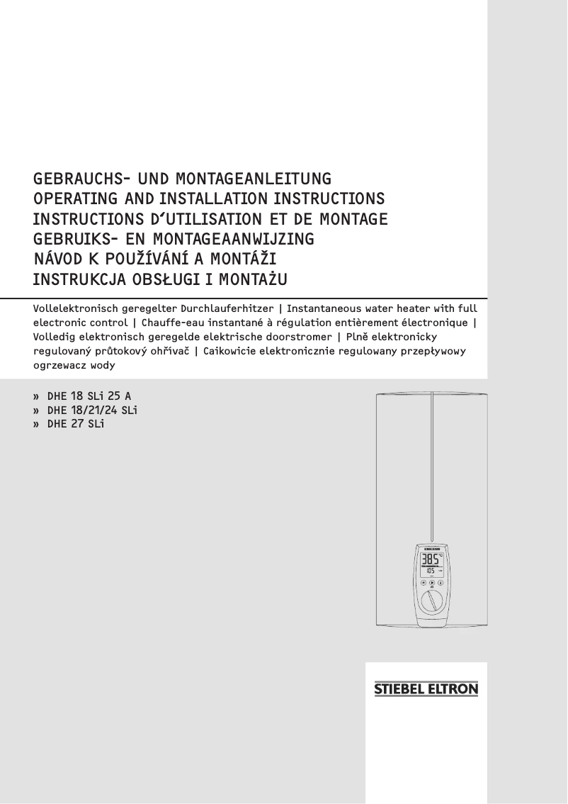 Page 1 de la notice Manuel utilisateur Stiebel Eltron DHE 24 SLi
