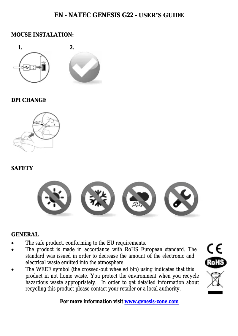 Page 1 de la notice Manuel utilisateur Natec G22