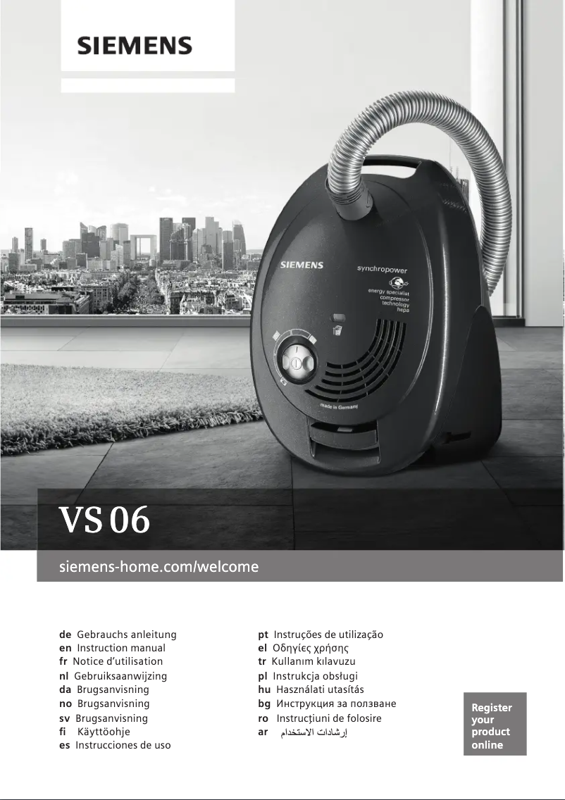 Page n°1 - Manuel utilisateur Siemens VS06B110CH