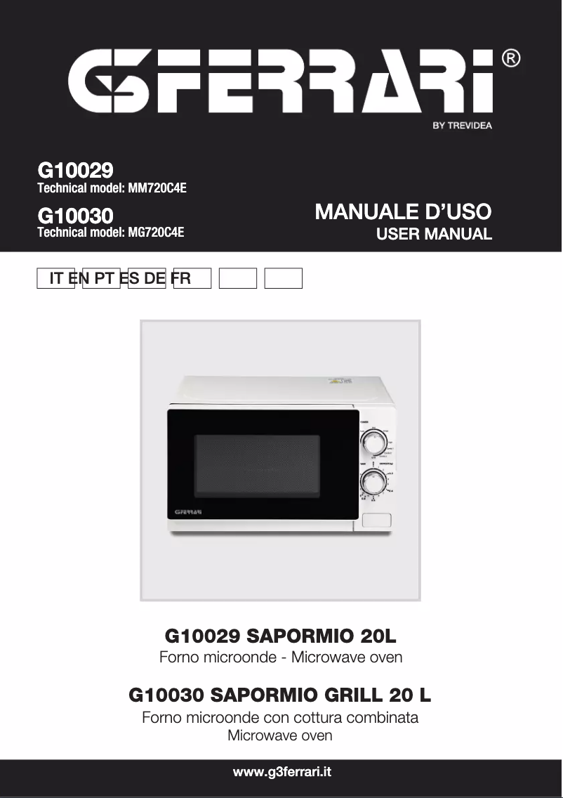 Image de la première page du manuel de l'appareil Sapormio G10029