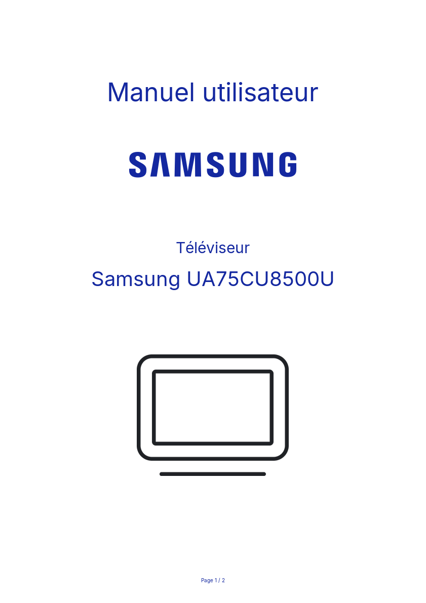 Image de la première page du manuel de l'appareil UA75CU8500U