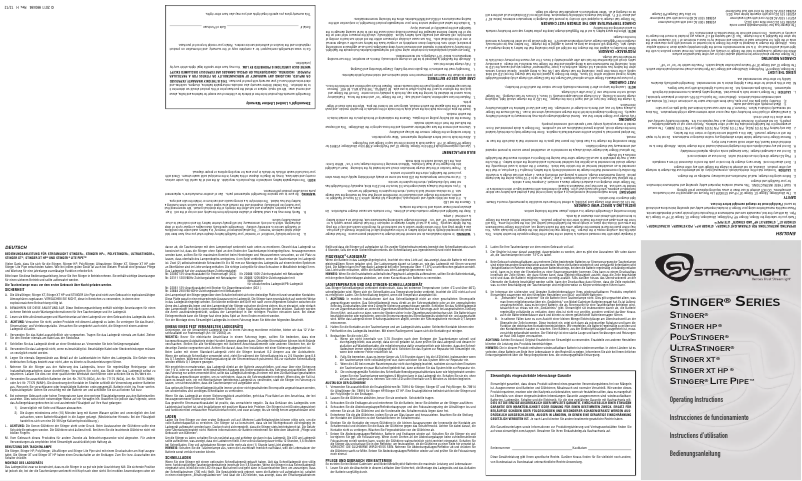 Page n°1 - Manuel utilisateur Streamlight Stinger XT