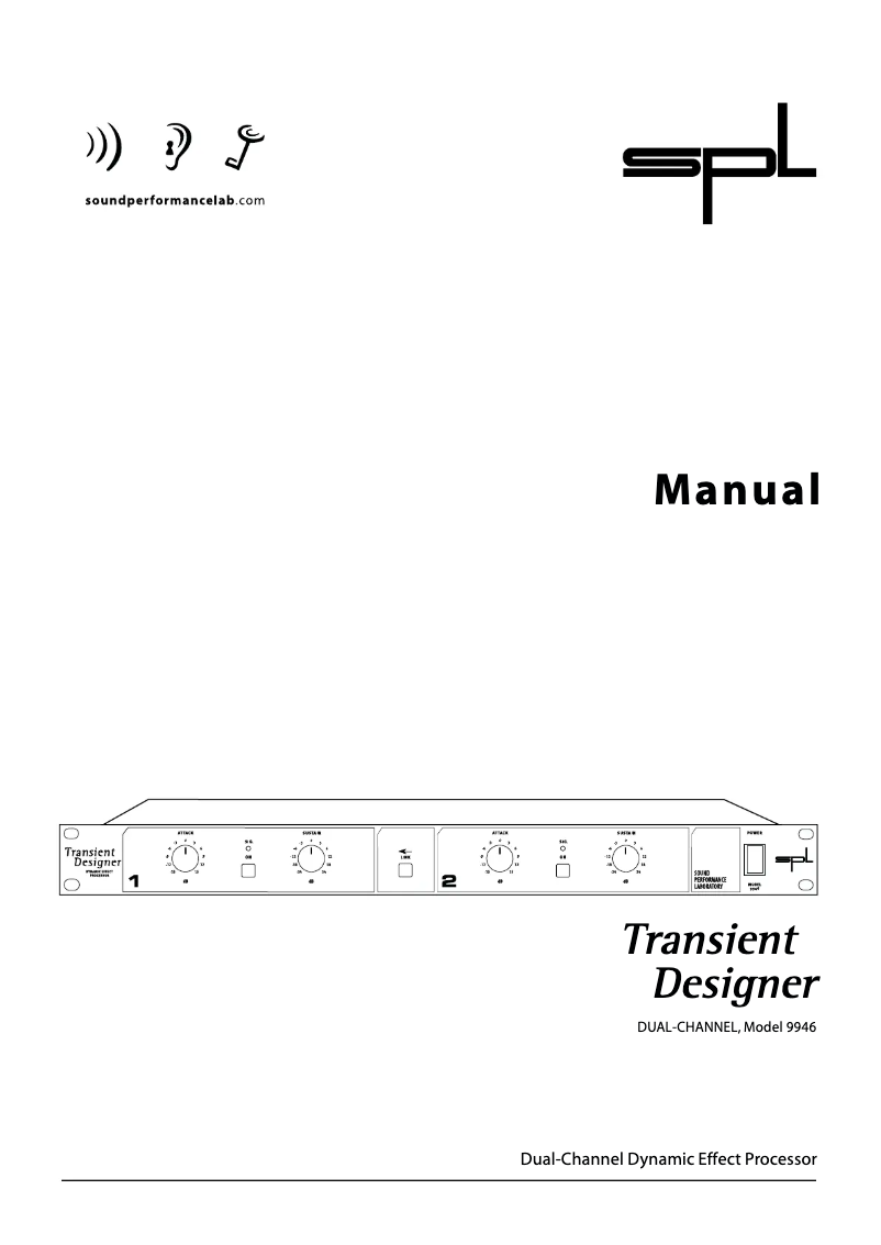 Page 1 de la notice Manuel utilisateur SPL Transient Designer 9946