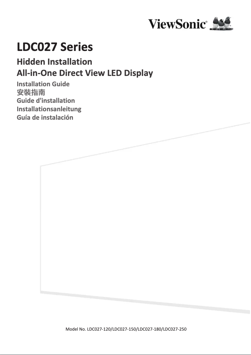 Page 1 de la notice Guide d'installation Viewsonic LDC027-150