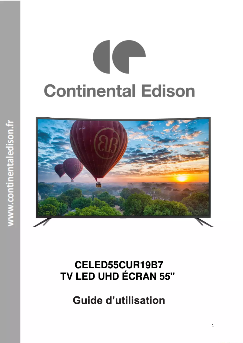 Page 1 de la notice Manuel utilisateur Continental Edison CELED55CUR19B7