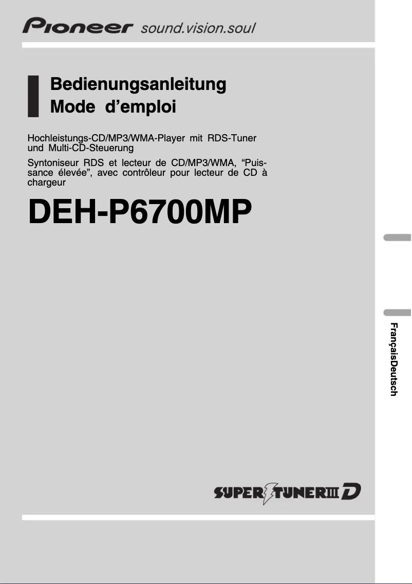 Page n°1 - Manuel utilisateur Pioneer DEH-P6700MP