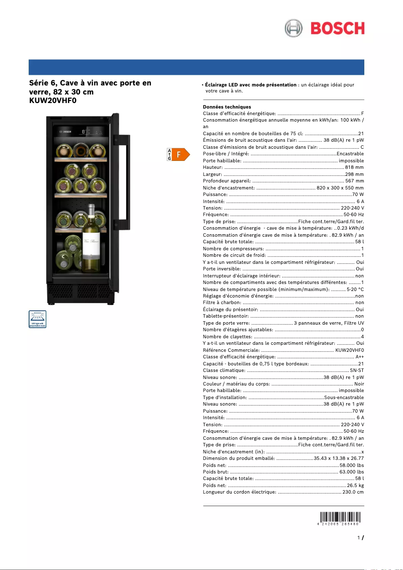 Image de la première page du manuel de l'appareil KUW20VHF0