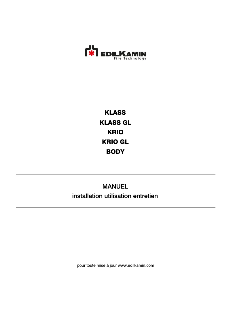 Page n°1 - Manuel utilisateur Edilkamin KLASS GL
