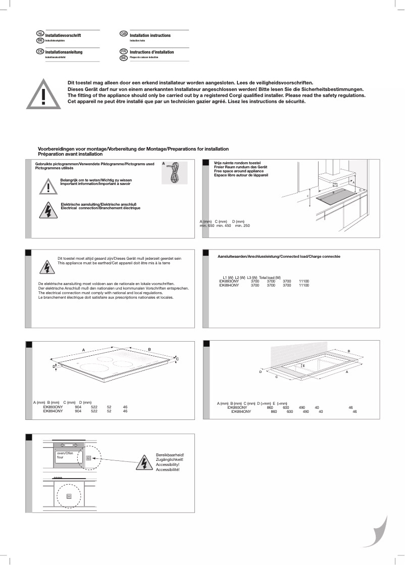 Page n°1 - Guide d'installation Pelgrim IDK893ONY