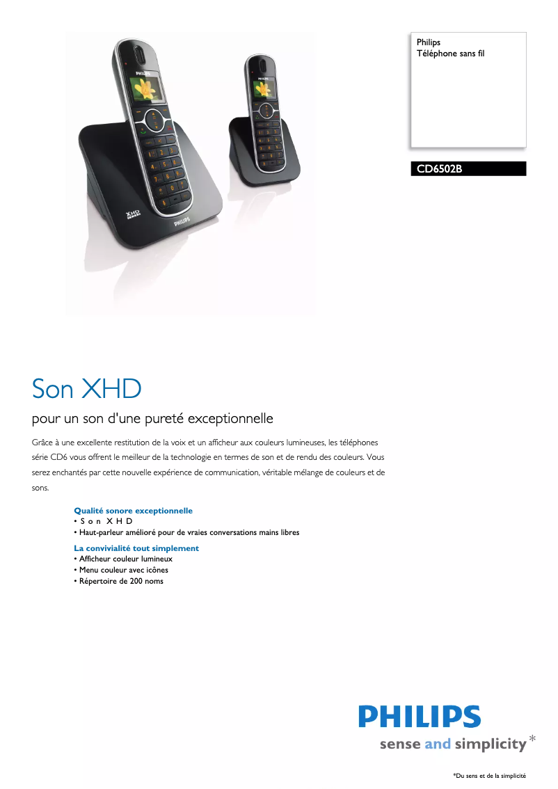 Página 1 del manual Ficha técnica Philips CD650