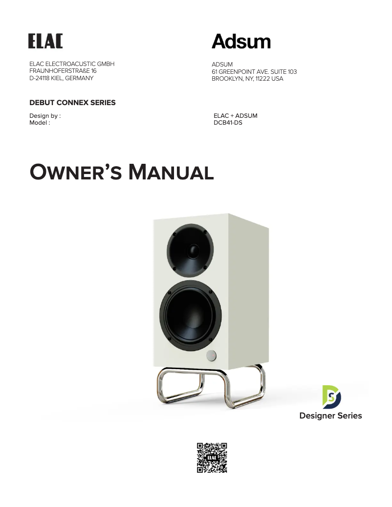 Page n°1 - Manuel utilisateur ELAC DCB41-DS