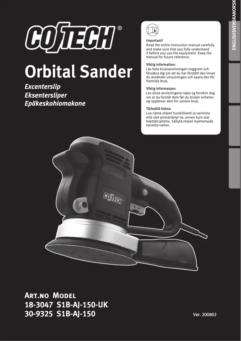 Page 1 de la notice Manuel utilisateur Cotech S1B-AJ-150