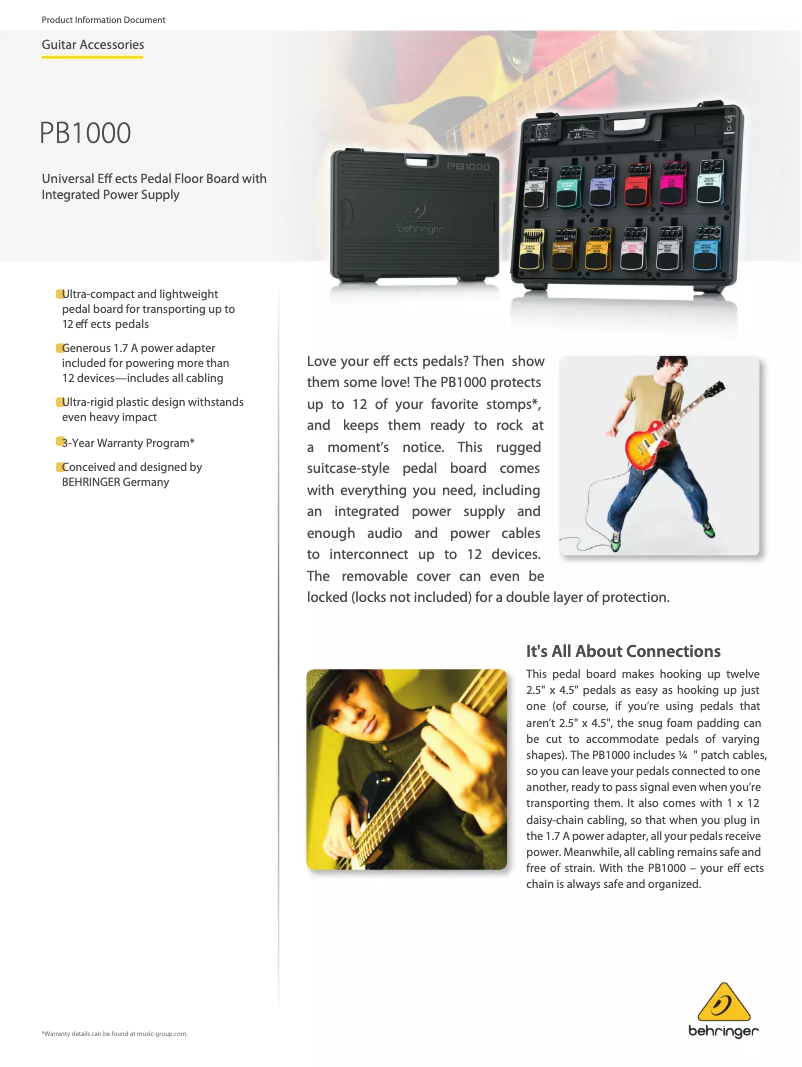 Page n°1 - Fiche technique Behringer Pedal Board PB1000