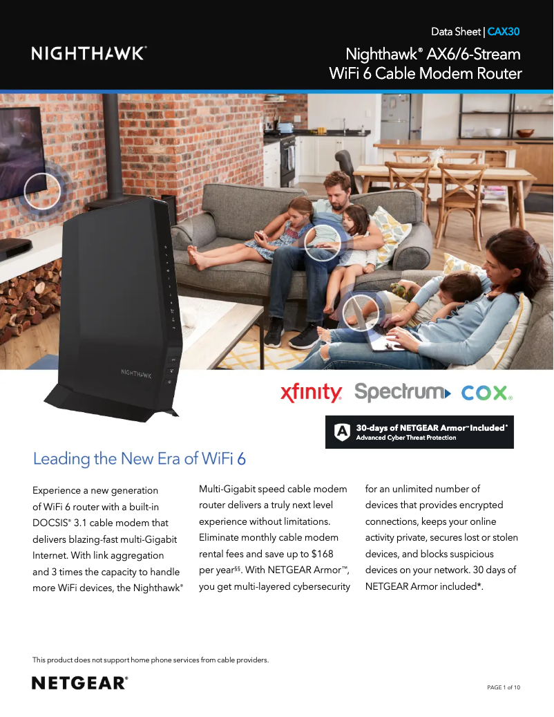 Page 1 de la notice Fiche technique Netgear Nighthawk CAX30