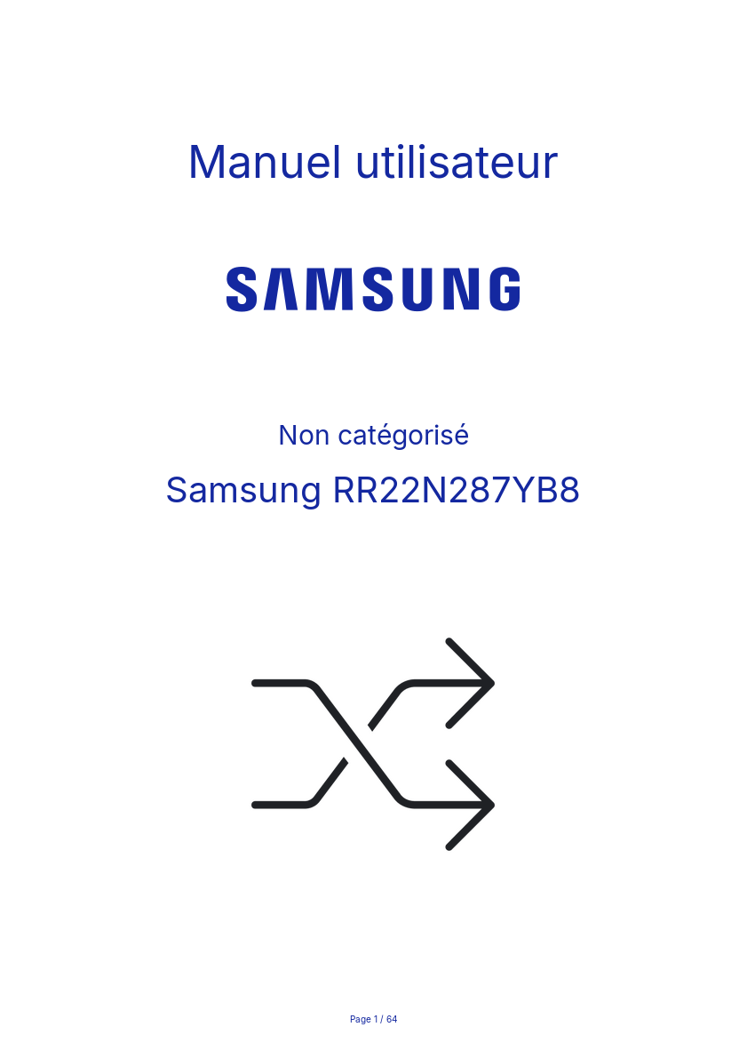 Page n°1 - Manuel utilisateur Samsung RR22N287YB8