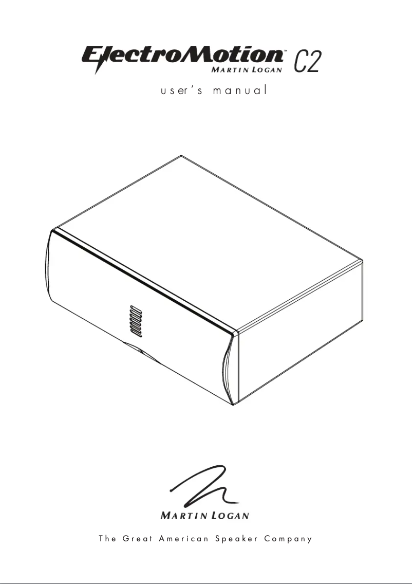 Page n°1 - Manuel utilisateur Martin Logan ElectroMotion C2