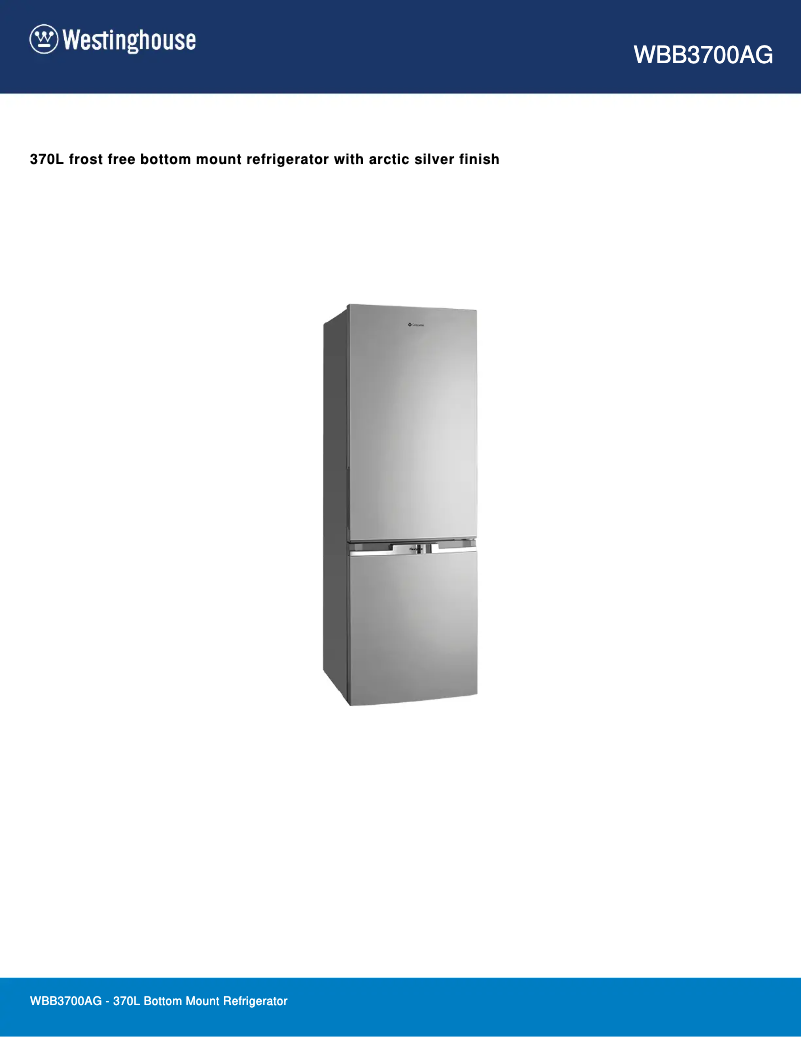 Page n°1 - Fiche technique Westinghouse WBB3700AG