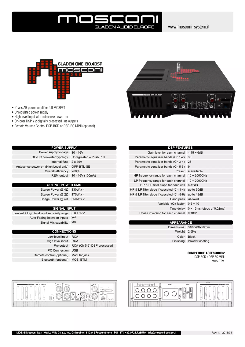 Imagen de la primera página del manual del dispositivo Gladen One 130.4 DSP
