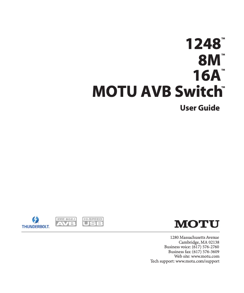Page 1 de la notice Manuel utilisateur Motu AVB Switch