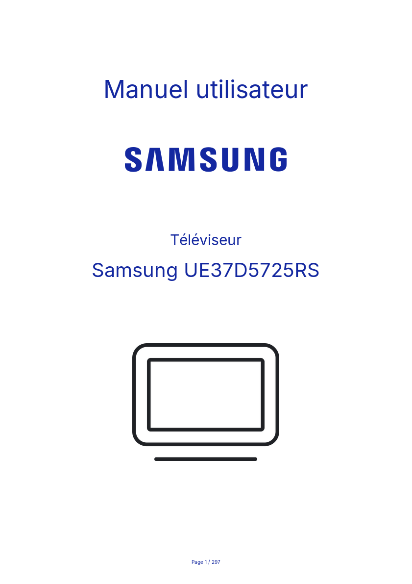 Page n°1 - Manuel utilisateur Samsung UE37D5725RS