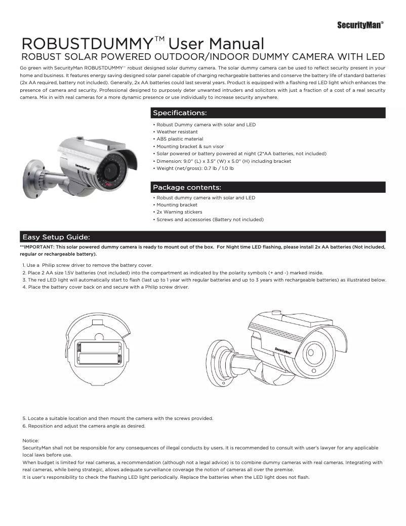 Imagen de la primera página del manual del dispositivo ROBUSTDUMMY