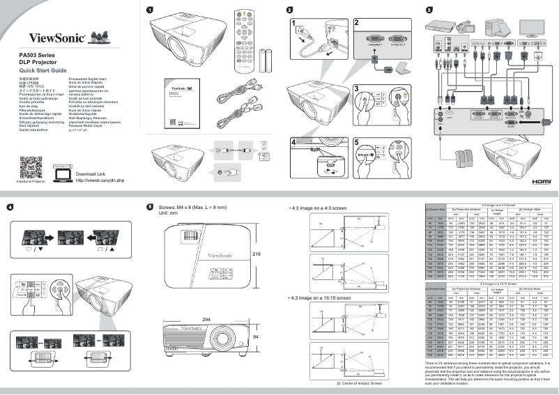 Page 1 de la notice Guide de démarrage rapide Viewsonic PA503XB