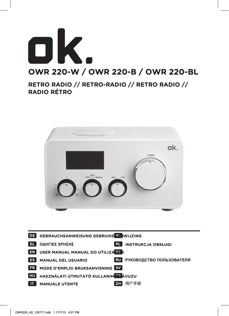 Page n°1 - Manuel utilisateur OK OWR 220-BL