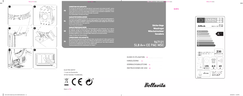 Page n°1 - Manuel utilisateur Bellavita SL8 A++ CE PAC MSC