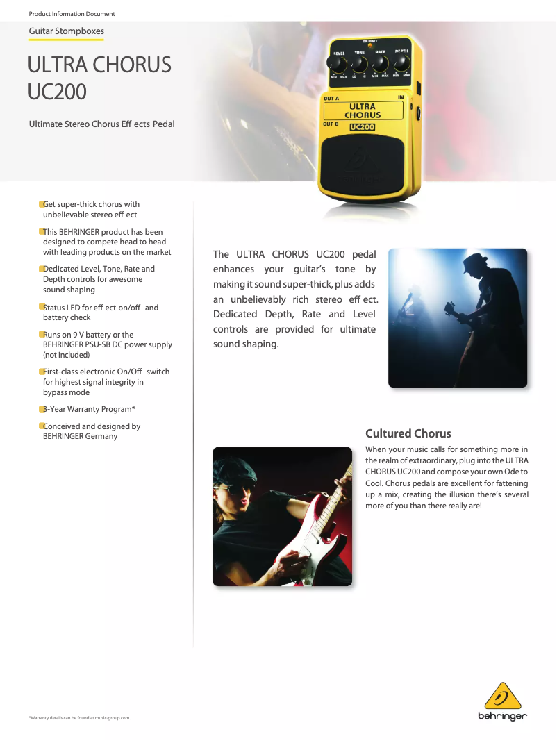 Image de la première page du manuel de l'appareil Ultra Chorus UC200