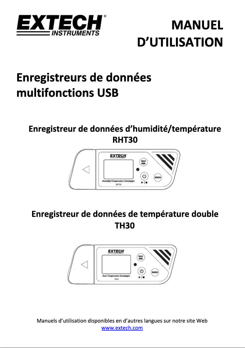 Page 1 de la notice Manuel utilisateur Extech RHT30
