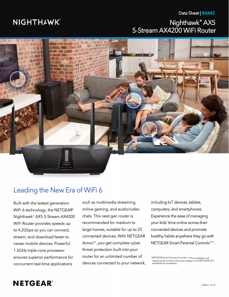 Page 1 de la notice Fiche technique Netgear Nighthawk RAX42