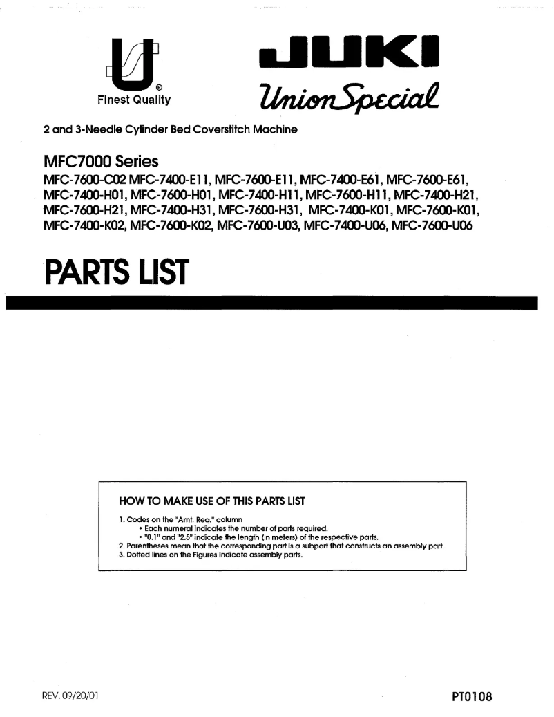 Page n°1 - Manuel utilisateur Union Special MFC7600-H31