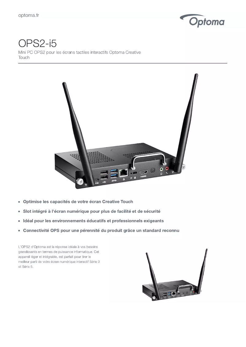 Page n°1 - Manuel utilisateur Optoma OPS2-i5
