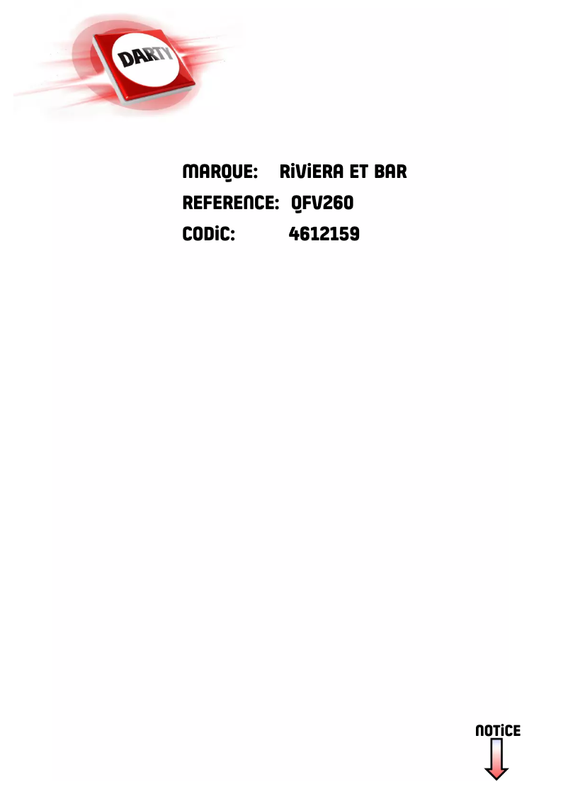 Page 1 de la notice Manuel utilisateur Riviera & Bar QFV260