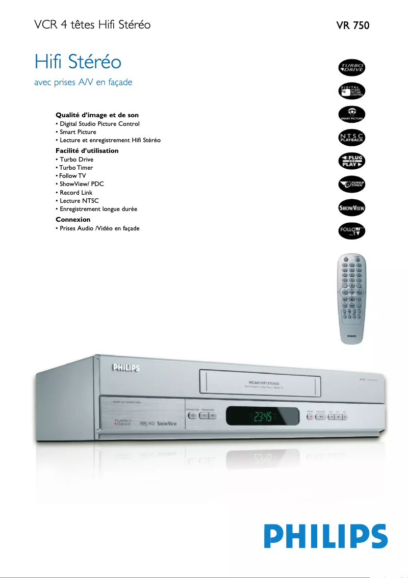 Page n°1 - Fiche technique Philips VR750