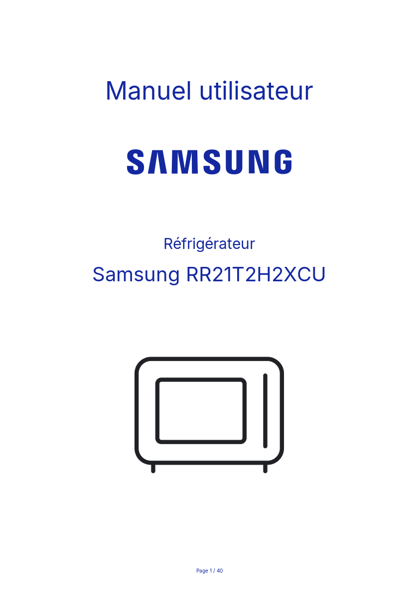 Image de la première page du manuel de l'appareil RR21T2H2XCU