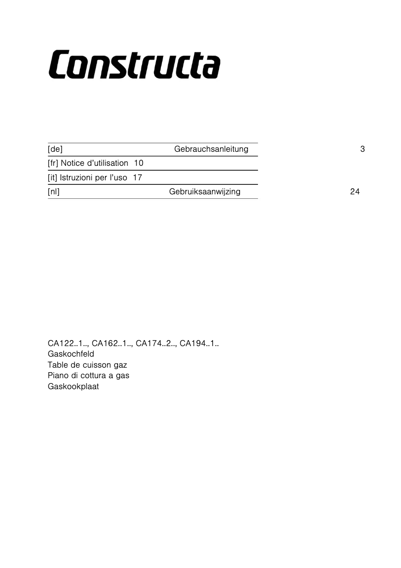 Page n°1 - Manuel utilisateur Constructa CA174252