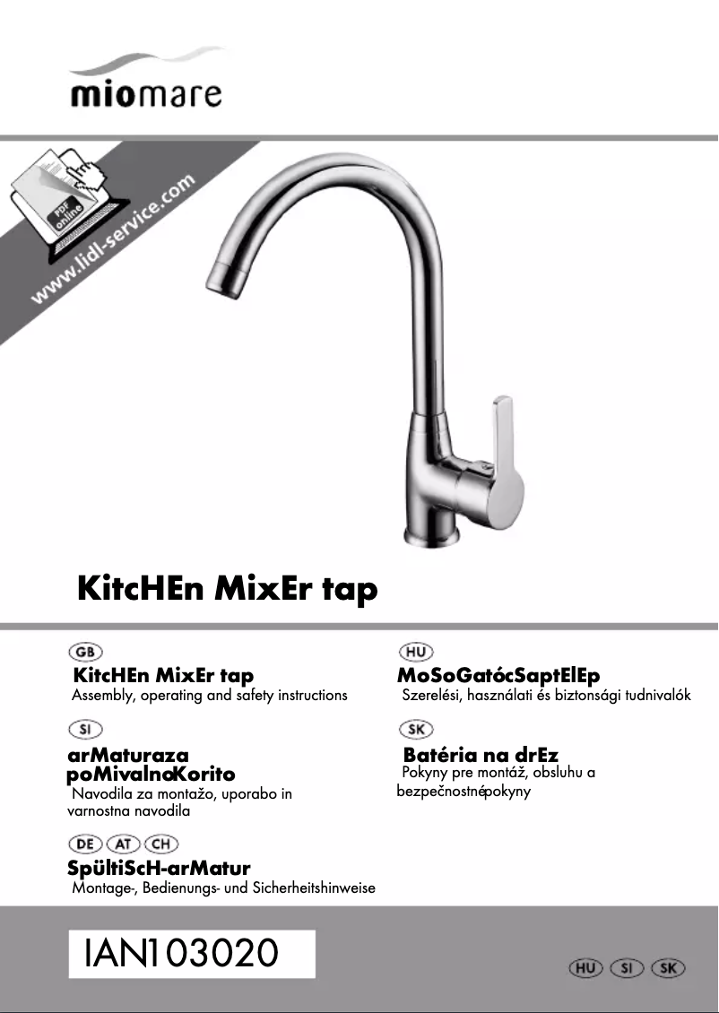 Page 1 de la notice Manuel utilisateur Miomare IAN 103020