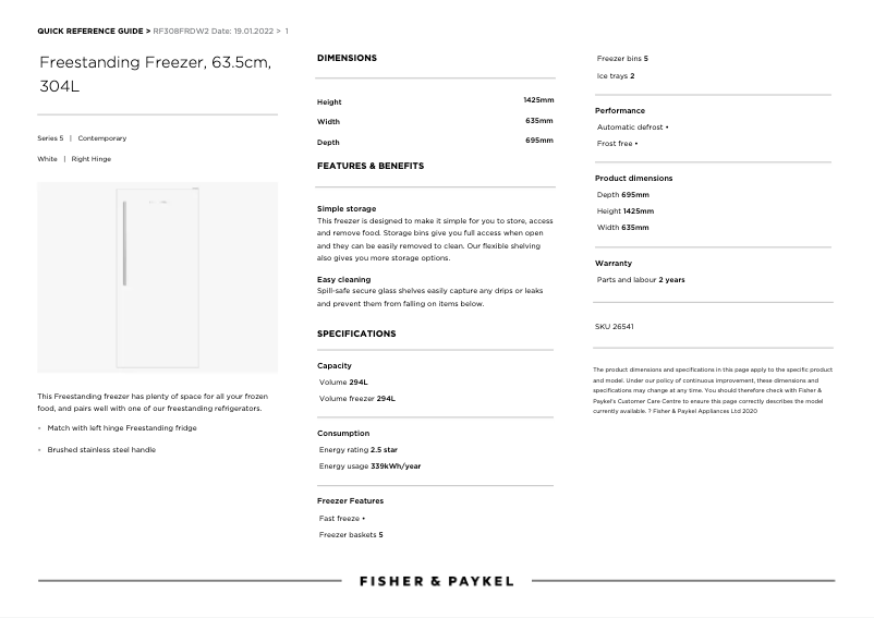 Image de la première page du manuel de l'appareil RF308FRDW2